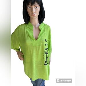 Lime Green Silk Blouse